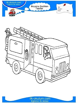 Çocuklar İçin itfaiye-Arabası Boyama Sayfaları 